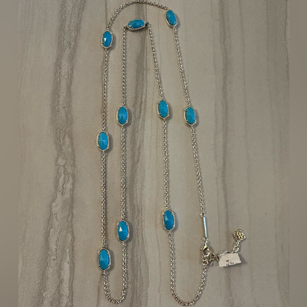 Kendra Scott Kellie Turquoise long strand necklace in gold